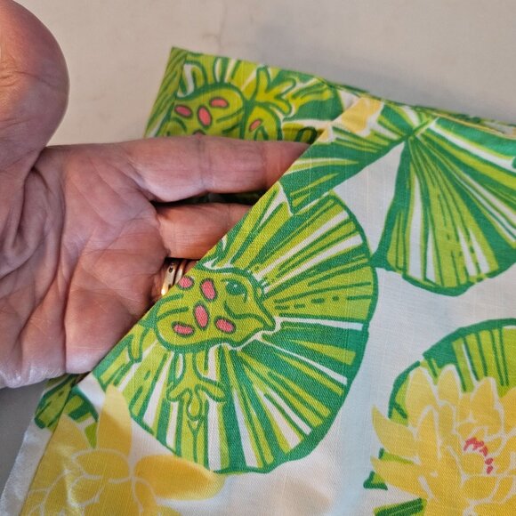 Lilly Pulitzer Hip Hop Hurray Green Yellow Lily Pads Frogs Skirt Yellow Lace - Picture 4 of 11